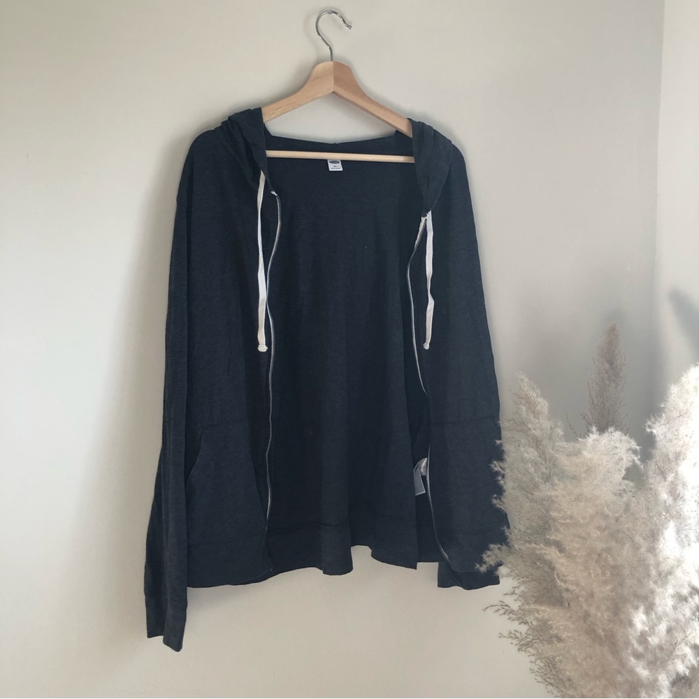 Old Navy Thin Lightweight Dark Grey Zip Up Hoodie Size XXL